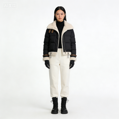 拼色短款羽绒服